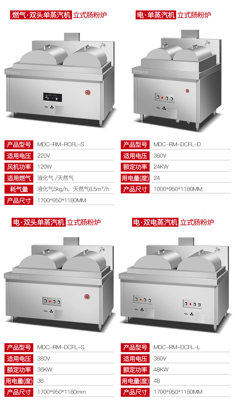 MDC商用蒸包爐用電款單雙頭單雙蒸汽機(jī)腸粉爐