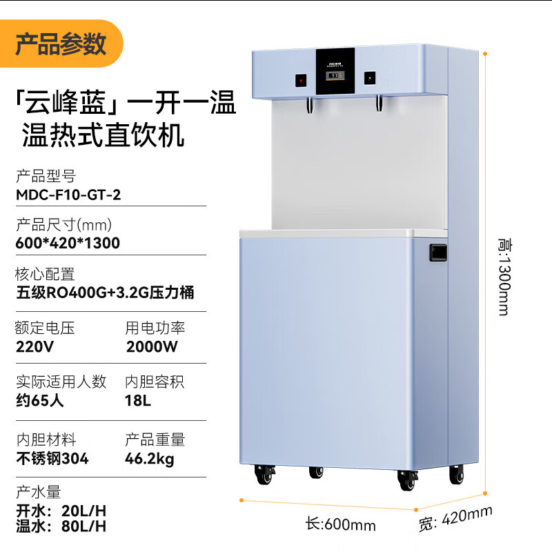 麥大廚2KW溫熱式一開一溫五級RO反滲透直飲機